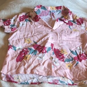 Rails Pink Floral Shirt with Red and Yellow Accents